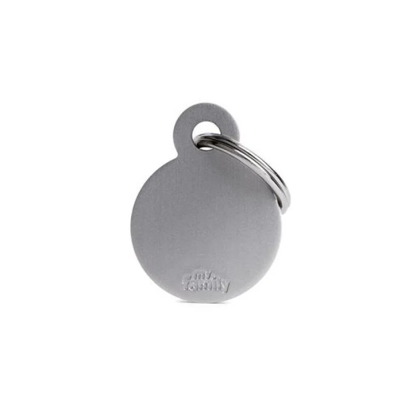 MF SMALL ROUND ALUMINUM GREY 2,85x2,15 cm gravírovateľný prívesok