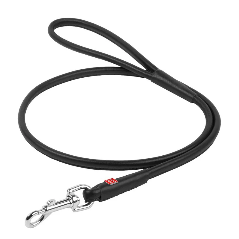 Okrúhle kožené vodítko čiernej farby 122cm, Šírka: 4 mm