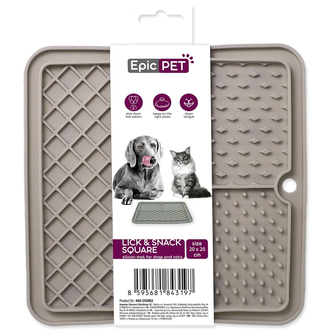 Podložka lízacia Epic Pet Lick&Snack štvorec svetlo šedý 20x20cm