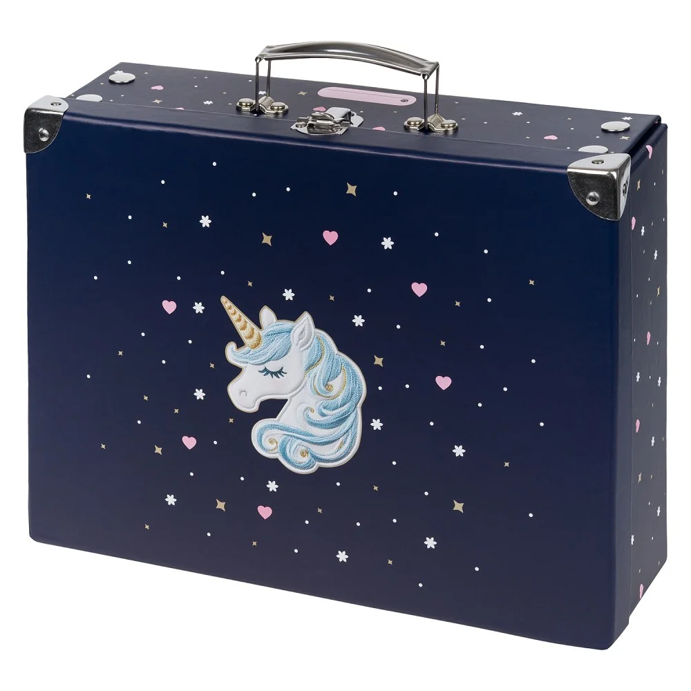 Skladací školský kufrík Unicorn Gold s kovaním 33x23x10 cm