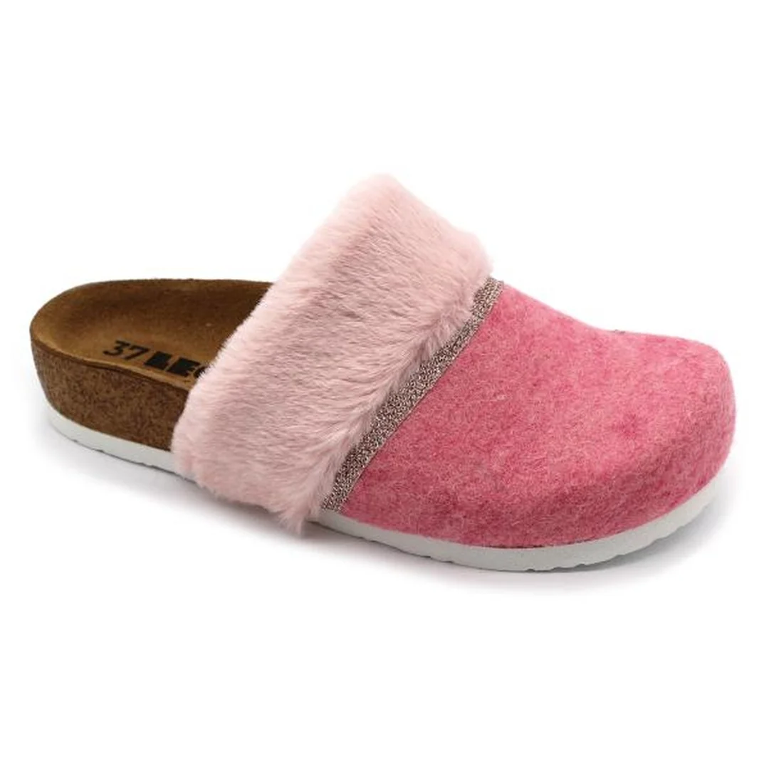 LEON 4261 Dámske zdravotné korkové teplé papuče Ružové 37 - 24cm, ružová, 2,0 cm