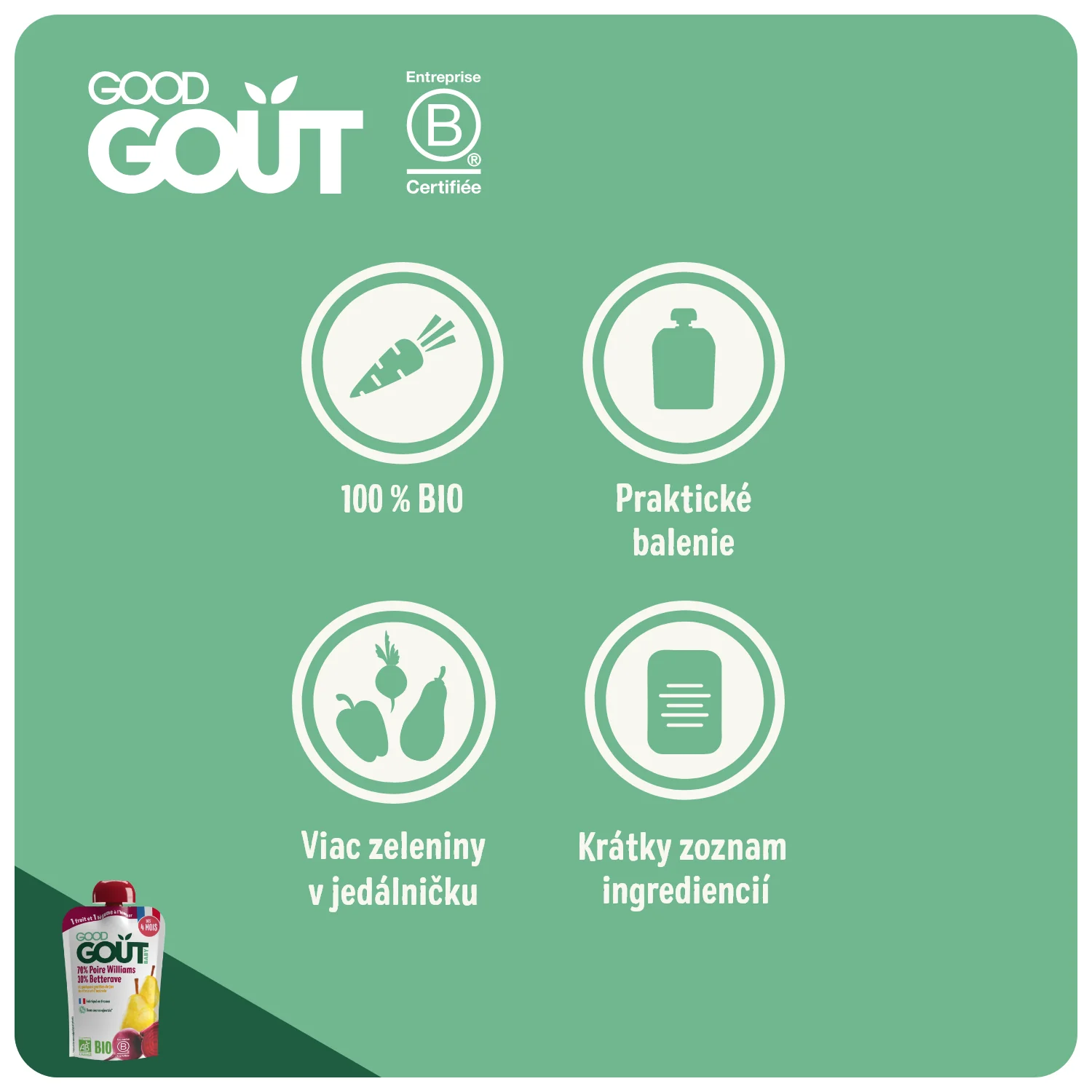 Good Gout BIO Hruška Williams s červenou repou 120 g