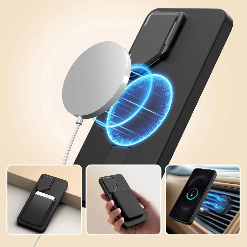 Tech-Protect Kevlar Aura MagSafe kryt na Samsung Galaxy S26, čierny / oranžový oranžový