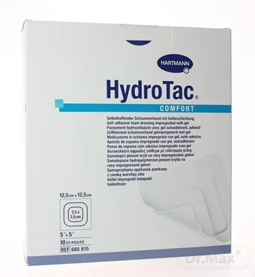 HydroTac Comfort - krytie na rany penové hydropol. impregnované gélom, samolepiace (12,5x12,5 cm) 1x10 ks