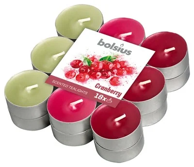 Bolsius Čajové 18ks Cranberry trojfarebné, vonné sviečky 1×18 ks, vonná sviečka