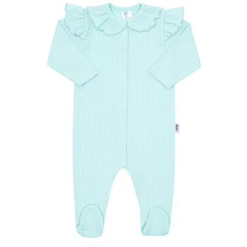 Dojčenský bavlnený overal New Baby Stripes ľadovo modrá 86