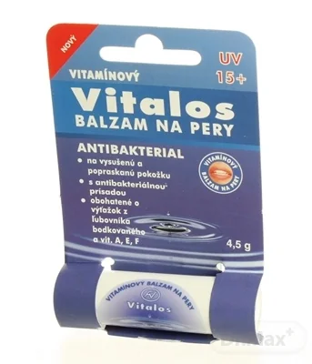 VITALOS Balzam na pery antibakterial SPF 15 1×1 ks, balzam na pery, antibakterial SPF 15