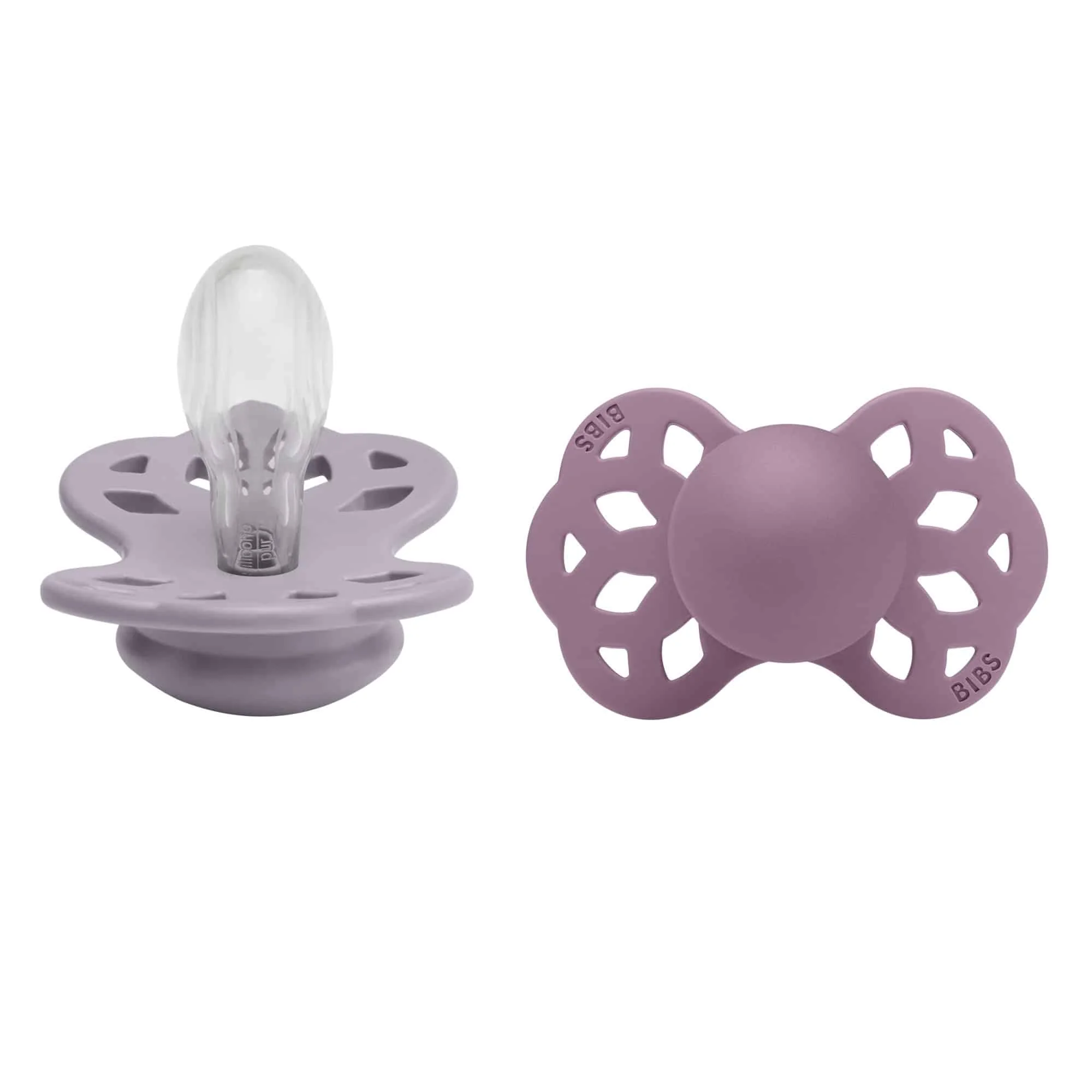 BIBS Infinity symetrické cumlíky zo silikónu 2ks veľkosť 2 - Fossil Grey / Mauve
