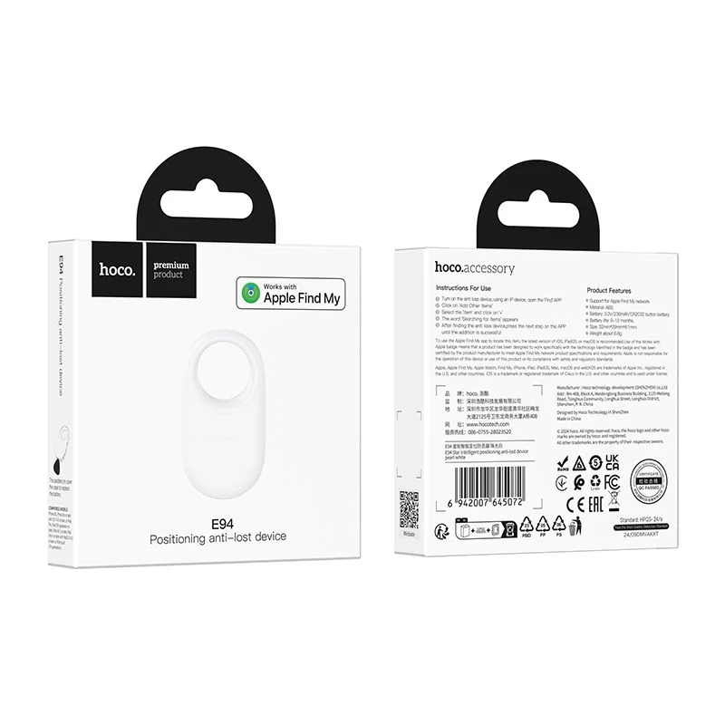 Hoco E94 lokalizátor Apple FindMy, biely