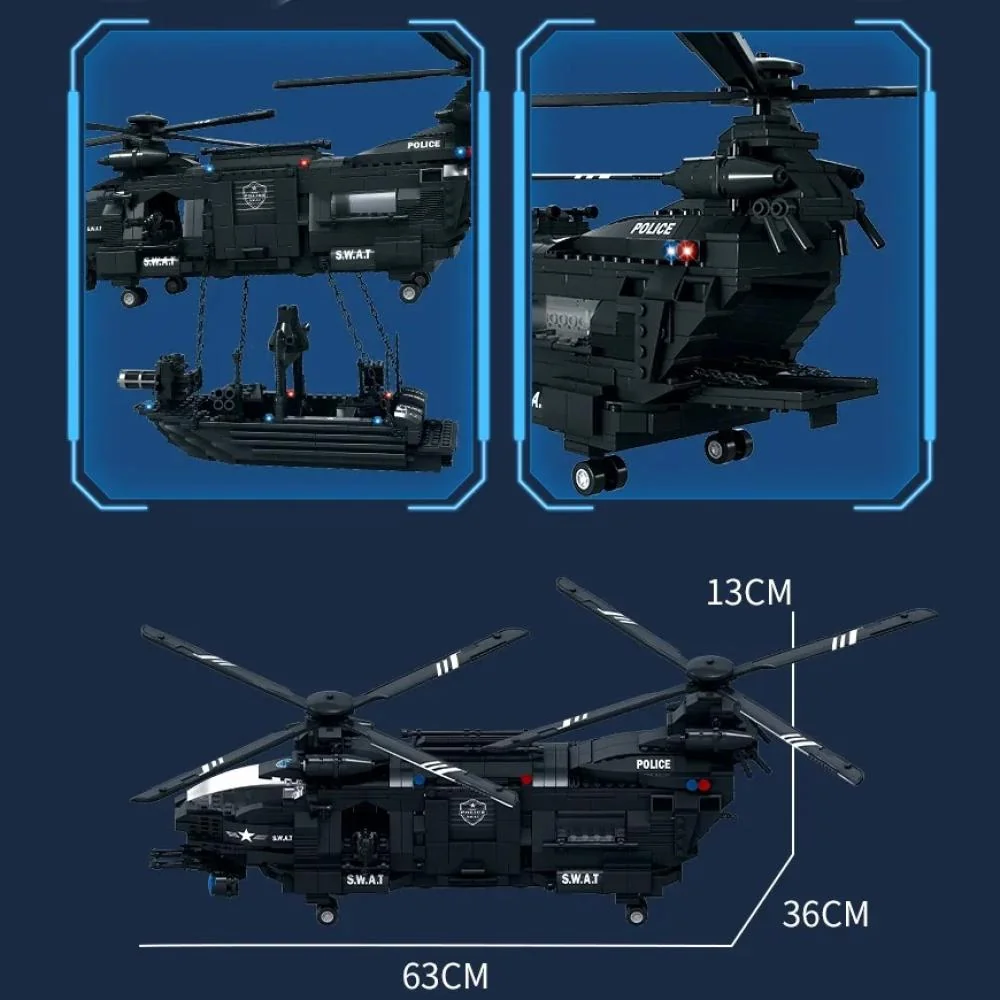 Stavebnica Policajný vrtuľník SWAT, 1251ks, čierna