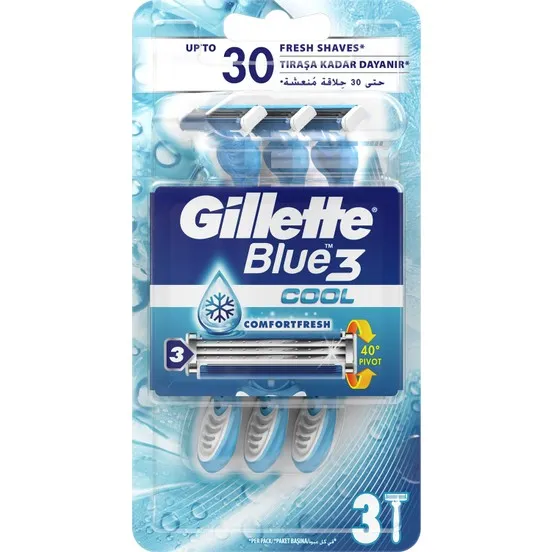 Gillette Blue3 Cool Pánsky Jednorazový Holiaci Strojček, 3ks