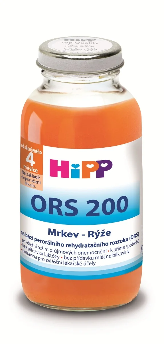 HiPP ORS 200 Mrkvovo ryžový odvar 1×200 ml, rehydratačná výživa pre deti