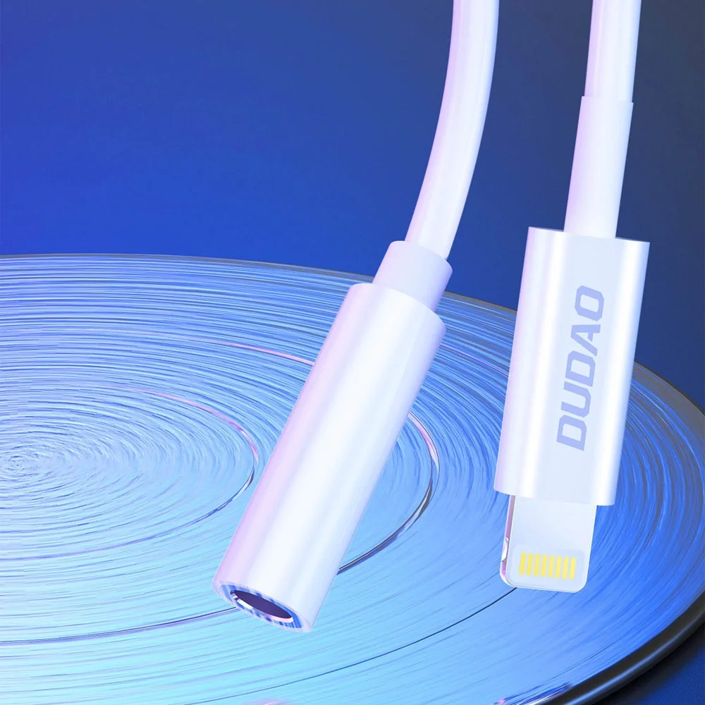 Audio adaptér Lightning na 3,5 mm jack - 10 cm - Biela