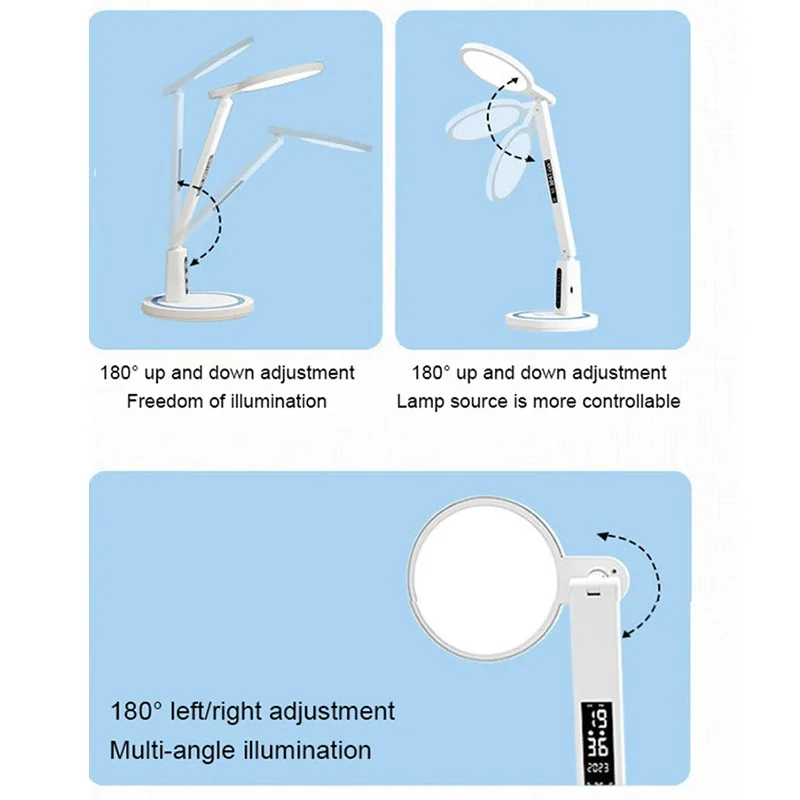 MG DL-02 bezdrôtová stolná lampa s digitálnymi hodinami, biela