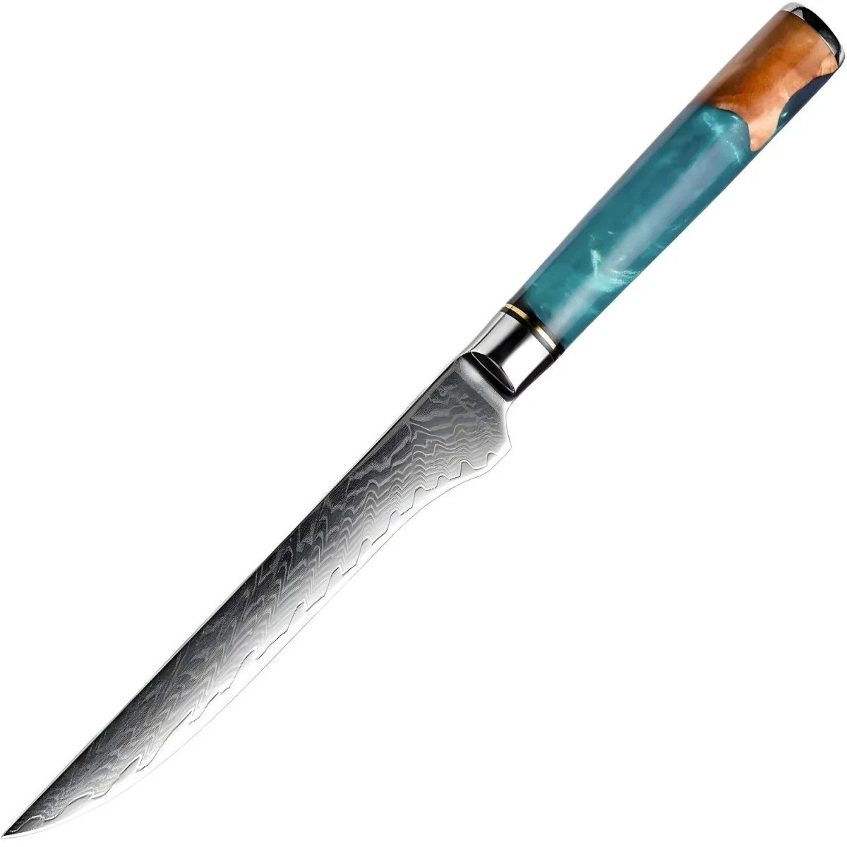 Damaškový kuchynský nôž typu Boning Boning/Modrá