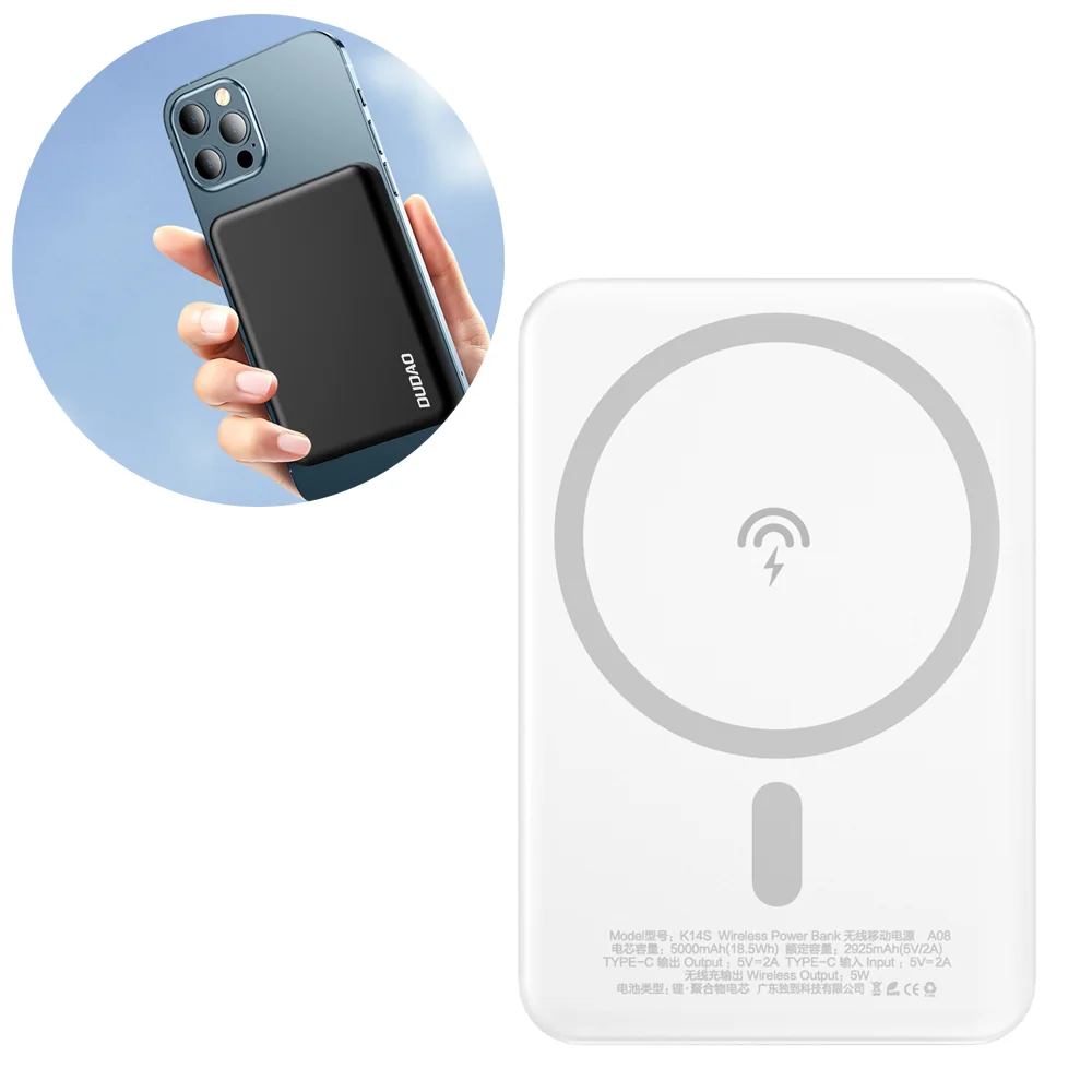 Dudao K14S MagSafe Power Bank 5000mAh 5W, biely