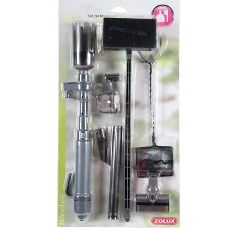 ZOLUX CLEANING KIT - set odkalovač,škrabka na riasy a  sieťka na ryby