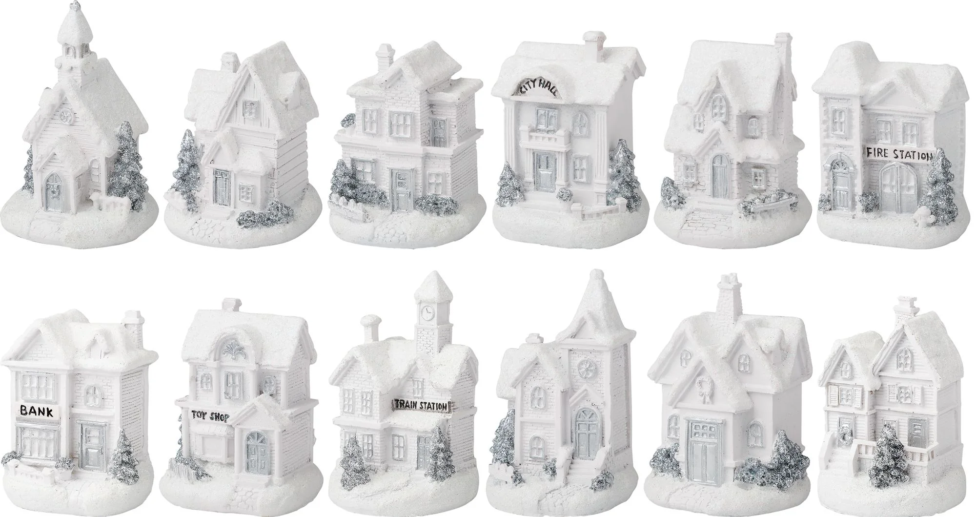 MagicHome vianočný LED domček, balenie 12 ks 7x6x10 cm, mix, sellbox