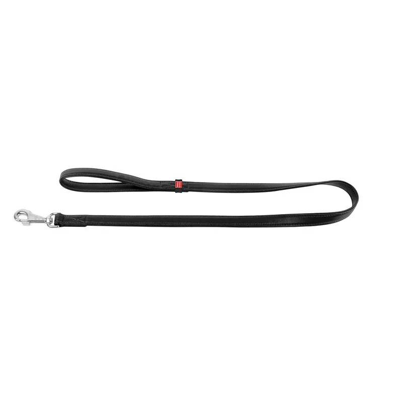 Ploché kožené vodítko čiernej farby 122cm, šírka: 9 mm
