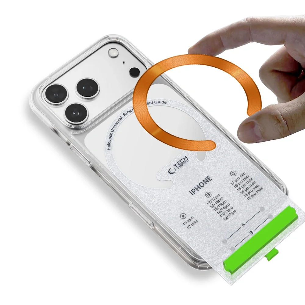 Tech-Protect Magnetic magnetický krúžok pre MagSafe 2ks, čierny / oranžový žový