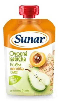 Sunar Ovocná kašička hruška, marhuľa, ovos 1×120 g, ovocná kašička