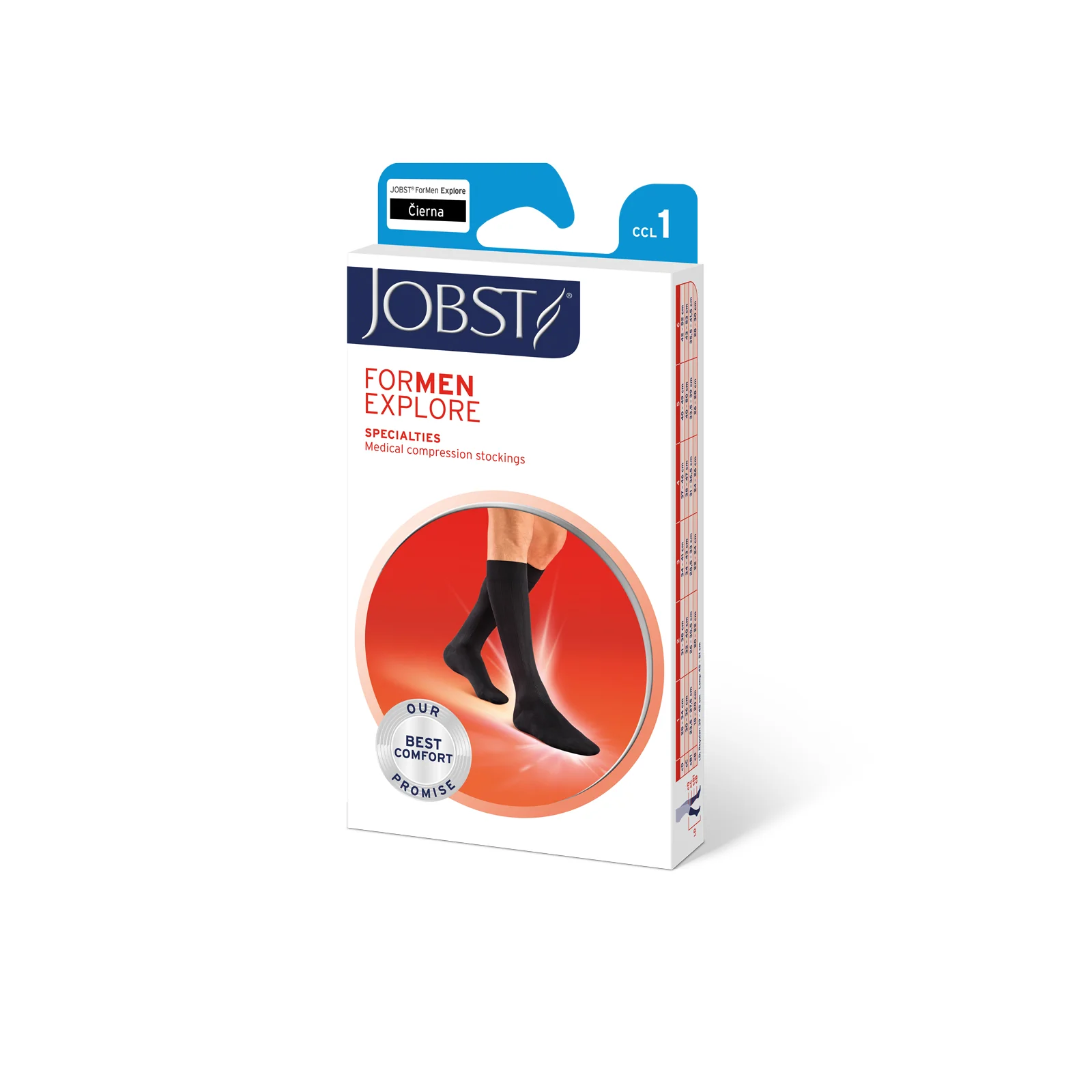 JOBST forMen Explore 1 - lýtkové pančuchy so špicou - běžná dĺžka - čierne - veľkosť 2 1 pár