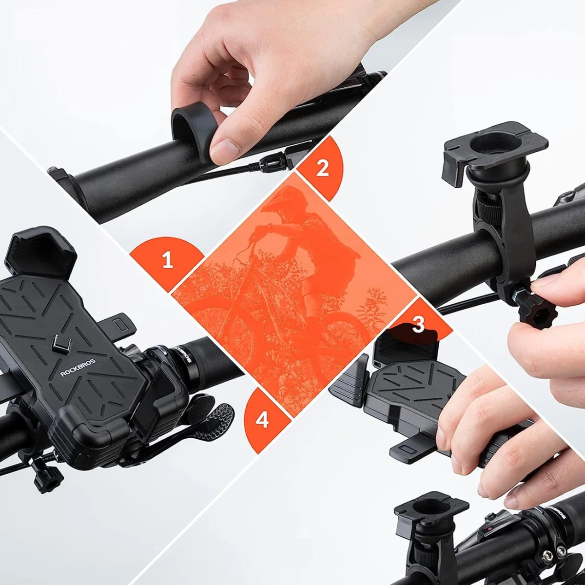 Rockbros Handlebar držiak na mobil na bicykel, čierny