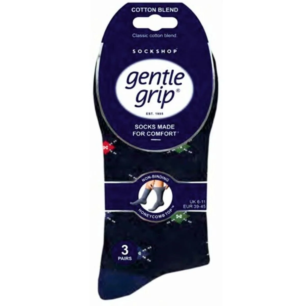 Pánske 3 páry módne ponožky Gentle Grip MOTIF s lemom bez gumičiek Veľkosť ponožiek 39-45