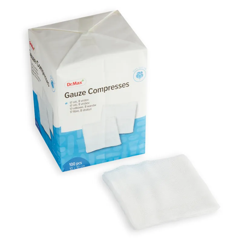 Dr. Max Gauze Compresses 1×100 ks, nesterilné gázové kompresy 10 × 10 cm