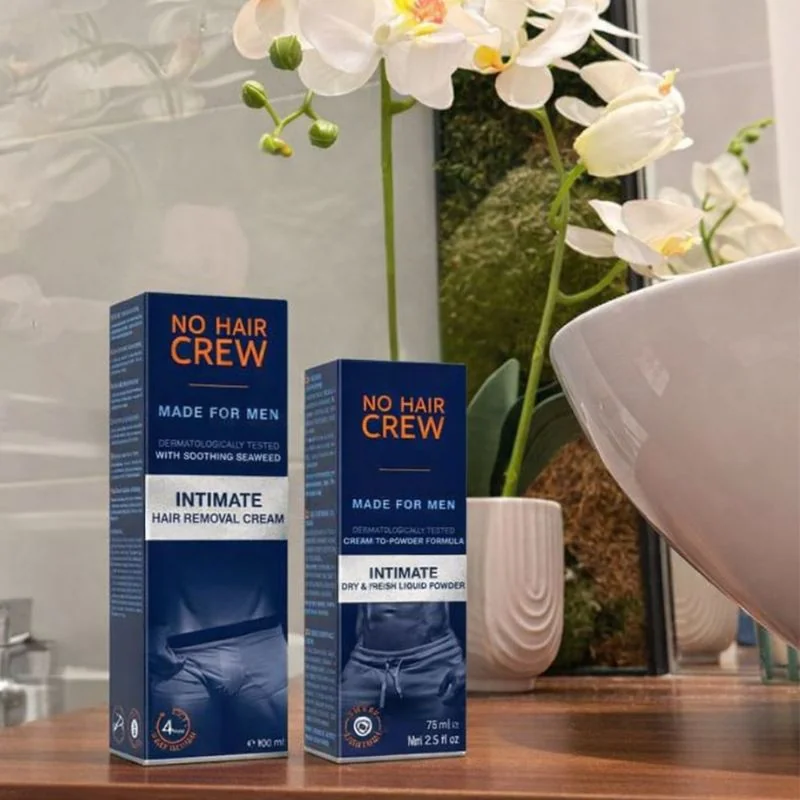 No Hair Crew DUOSET Intimate Depilačný krém a Intimate tekutý púder na telo a intímne partie.