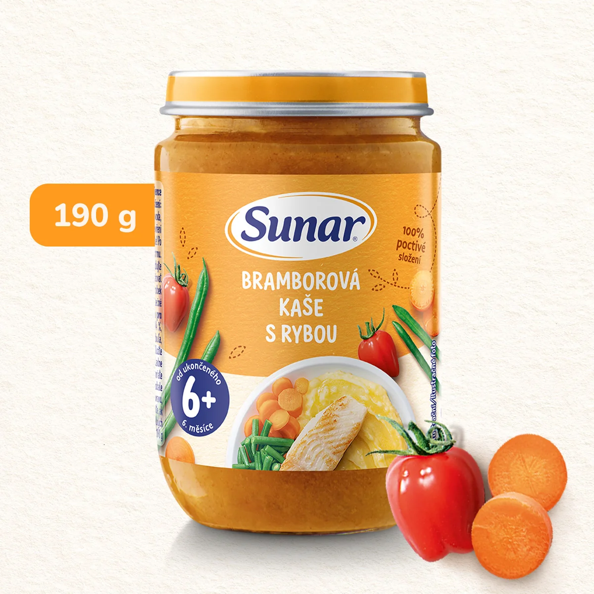 Sunar príkrm zemiaková kaša s rybou, 6m+ 190 g