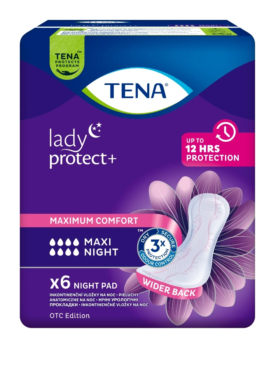 TENA Lady Maxi Night 1×6 ks, inkontinenčné vložky na noc