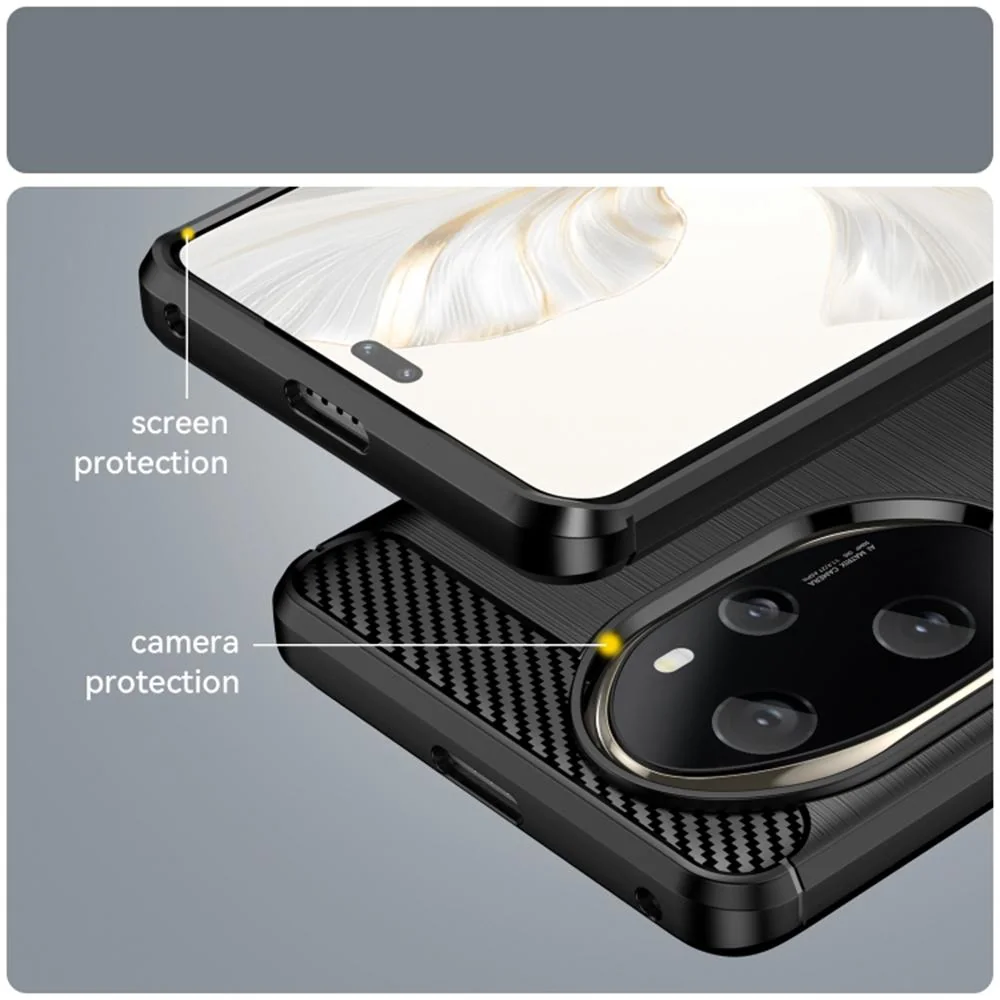 Carbon Shield TPU puzdro pre Honor 200 Pro - Čierna