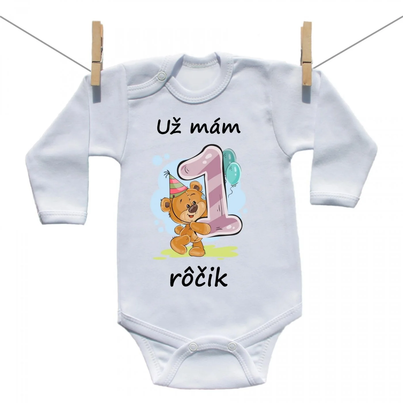 Boodyy Body s dlhým rukávom Už mám 1 rôčik Medvedík Dievča Veľkosť: 92