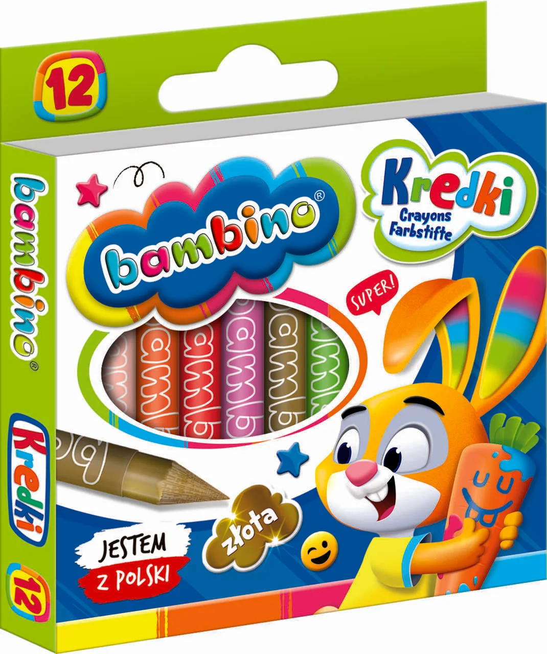 Voskové pastelky Bambino, 12 grafitových farieb