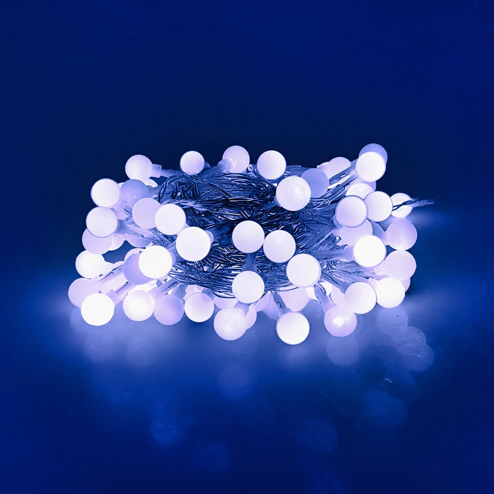 Modee Lighting LED vianočná reťaz 100 LED 10m studená biela bobule