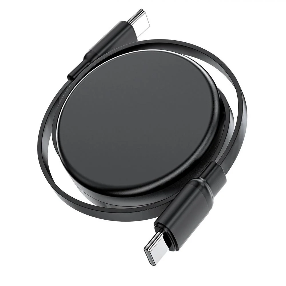 Sťahovací USB-C na USB-C kábel 60 W - 0,8 m - Čierna
