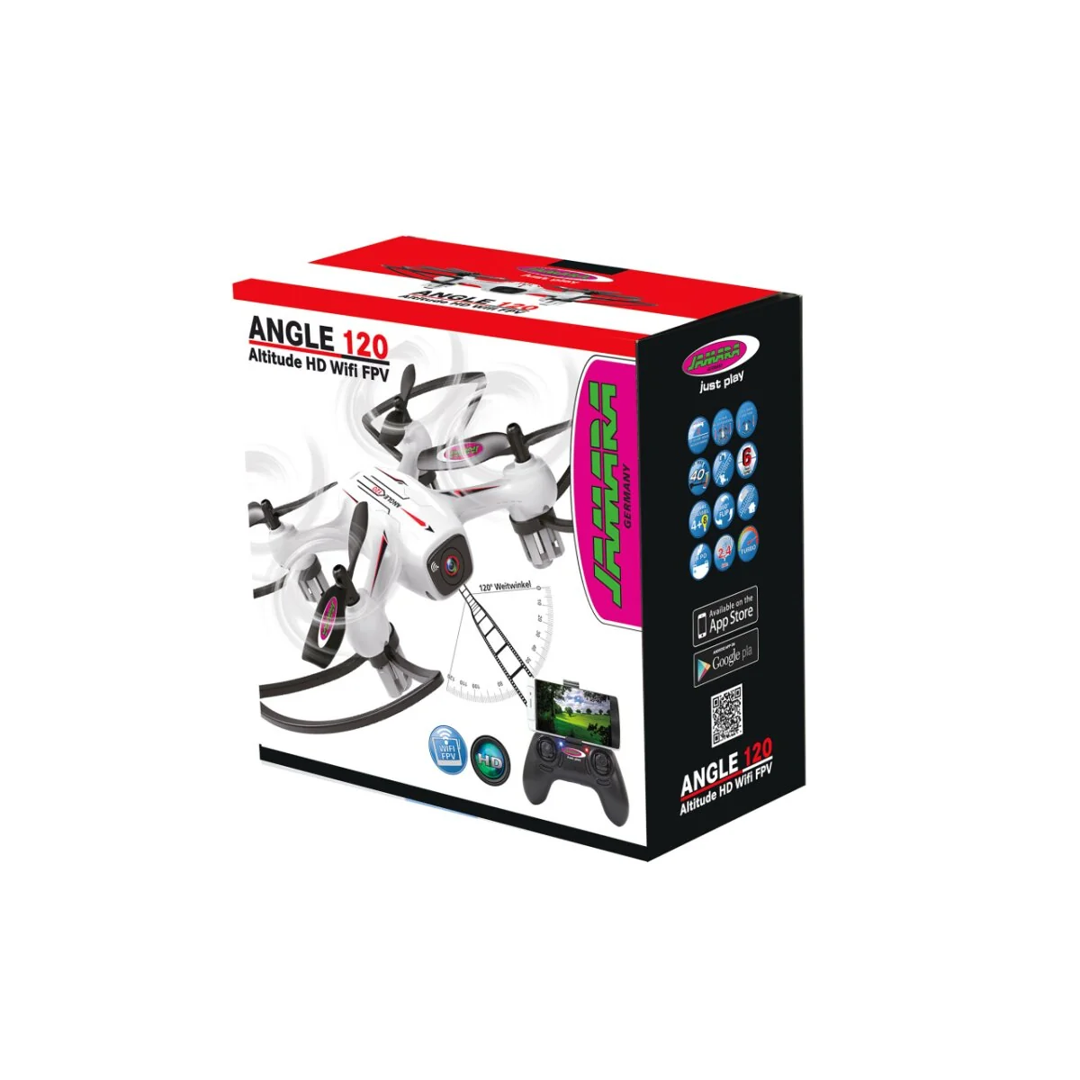 Jamara Dron Angle 120 Wide Angle 2,4 GHz s automatickou kontrolou výšky a HD FPV WiFi