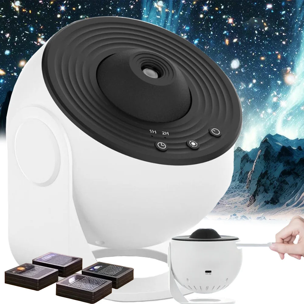 Hviezdny projektor planetárium – LED nočné svetlo s 12 vymeniteľnými filtrami