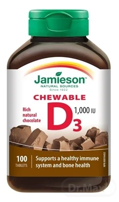 JAMIESON VITAMÍN D3 1000 IU ČOKOLÁDA 1×100 tbl, VITAMÍN D3, čokoláda