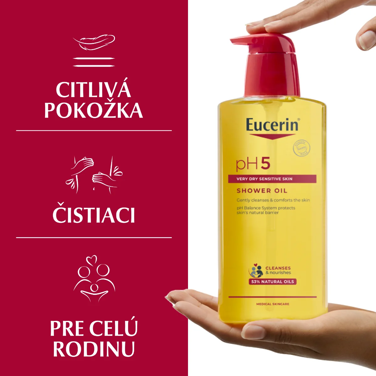 Eucerin pH5 Sprchový olej 1×400 ml, pre citlivú pokožku