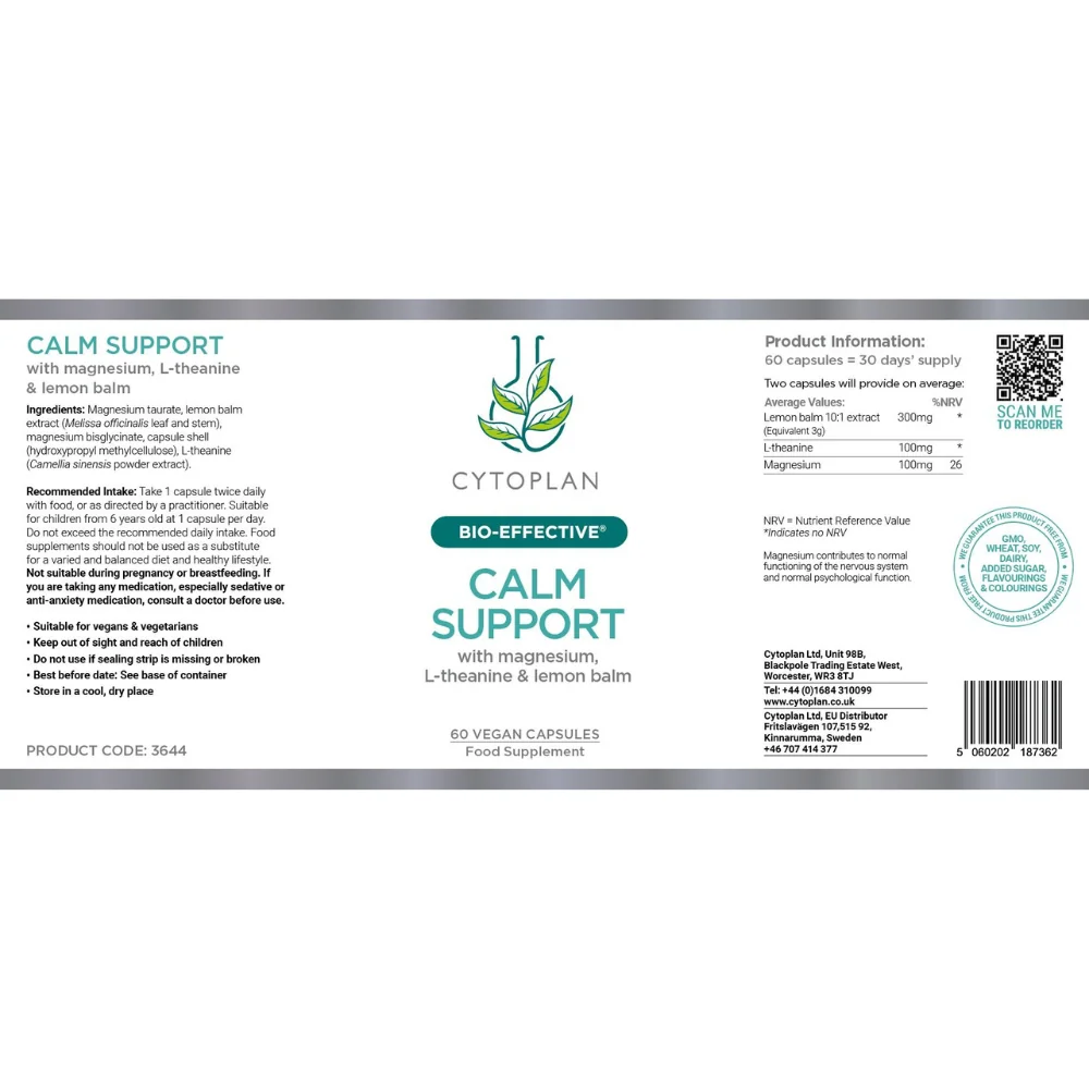 Cytoplan Calm Support - Horčíkový komplex s L-Theanínom a medovkou, 60 kapsúl