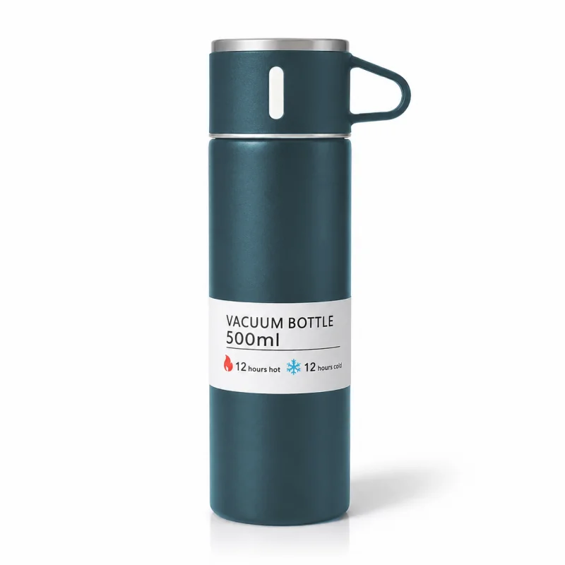 Livefy termoska s pohárom Vello 500ml, tmavozelená