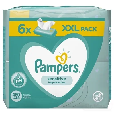 Pampers Wipes 480ks (6x80) Sensitive 1×480 ks, vlhčené obrúsky