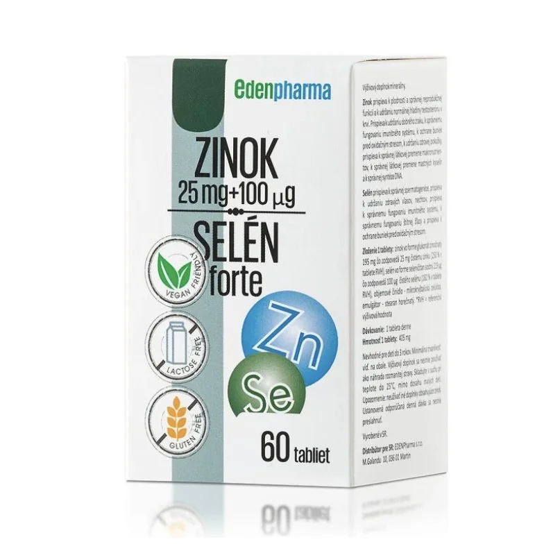 EDENPharma Zinok + Selén Forte 60 tabliet 25 mg + 100 µg