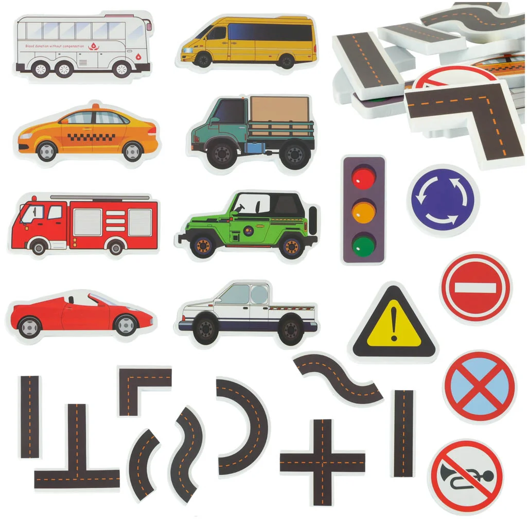 Penové puzzle do kúpeľa – Mesto a ulice, 23 ks