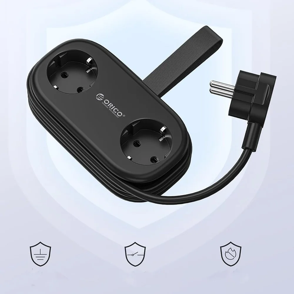 Orico AP3 predlžovačka 5in1 2x USB-A / 1x USB-C / 2x AC 20W, čierna