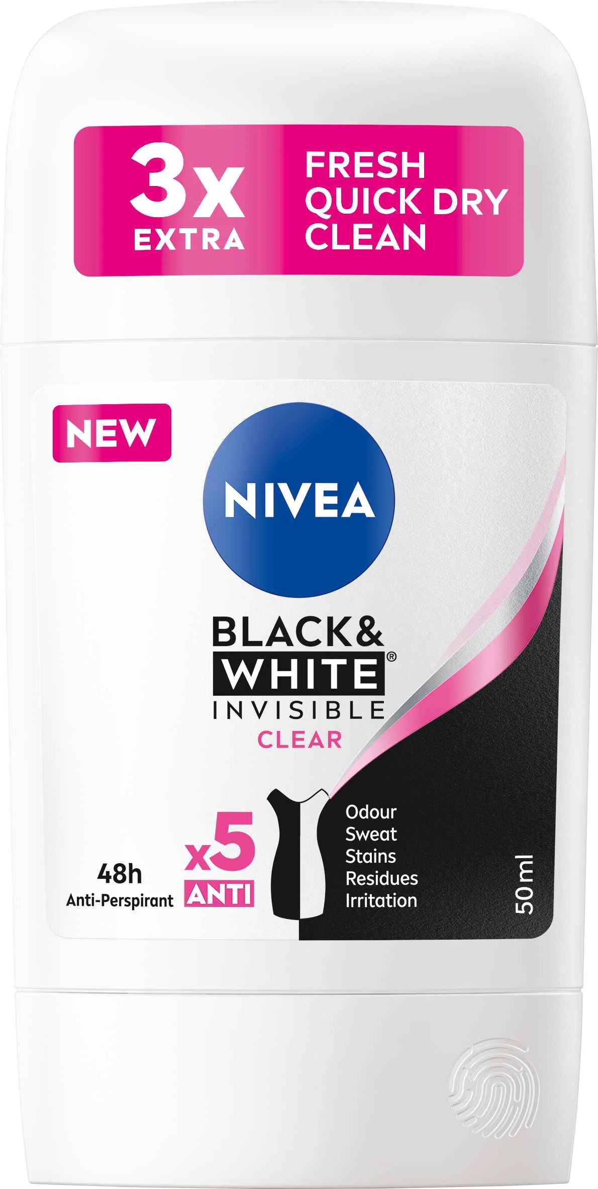 Nivea Tuhý AP B&W Invisible Clear 1×50 ml, antiperspirant