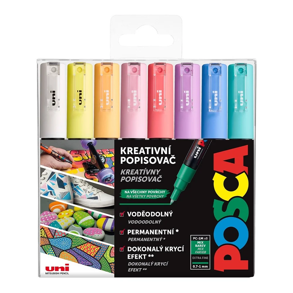 Sada akrylových popisovačov POSCA PC-1M, 0,7-1 mm 8 ks, pastelové