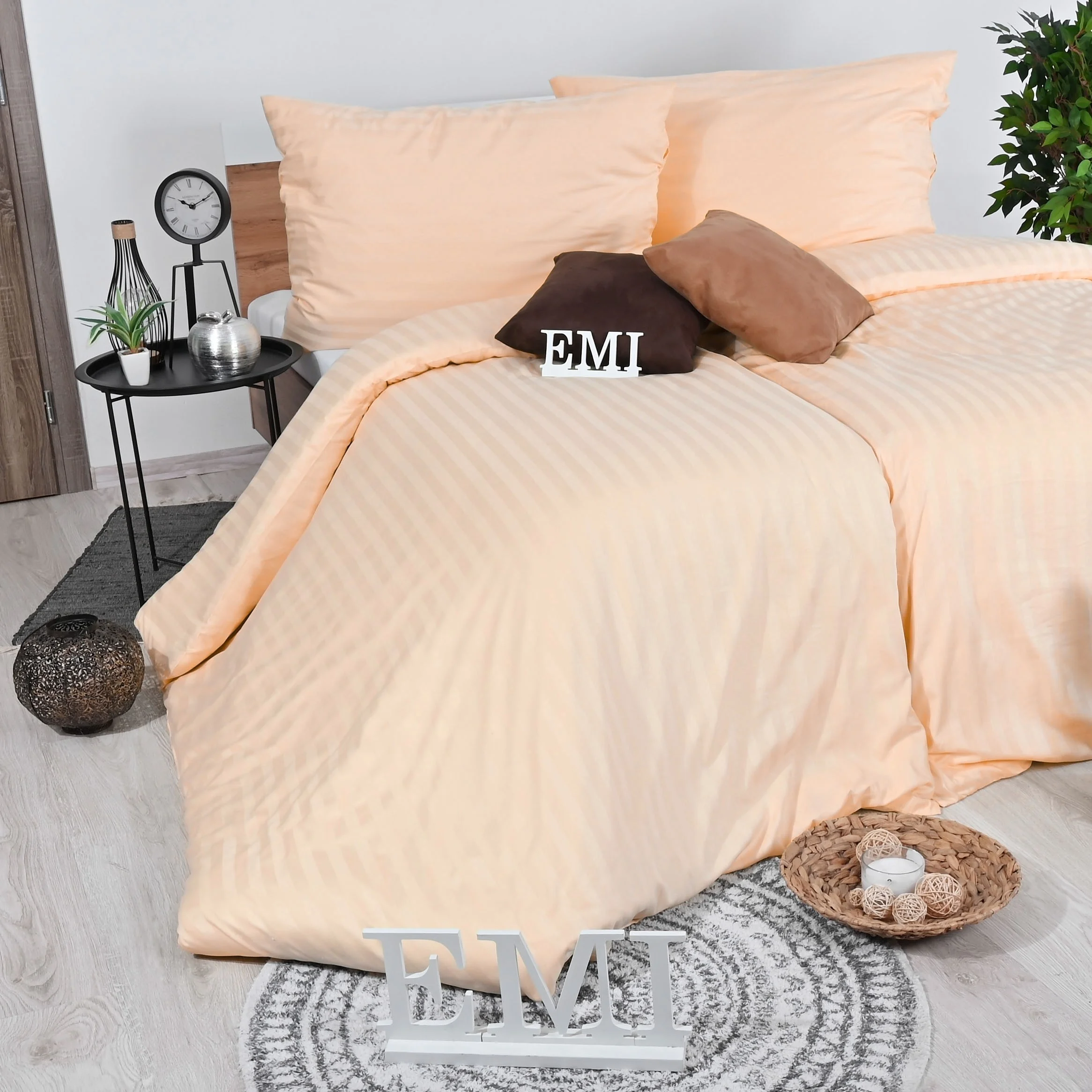 Obliečky damaškové broskyňové EMI Štandardný set jednolôžko obsahuje 1x 140x200 + 1x 70x90